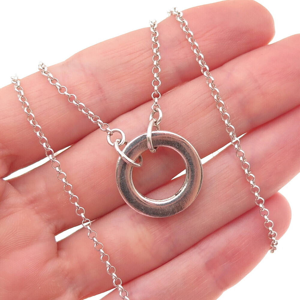 Talisa Sterling Silver Vintage Milania Mason Helena Circle Name Necklace 20-22"